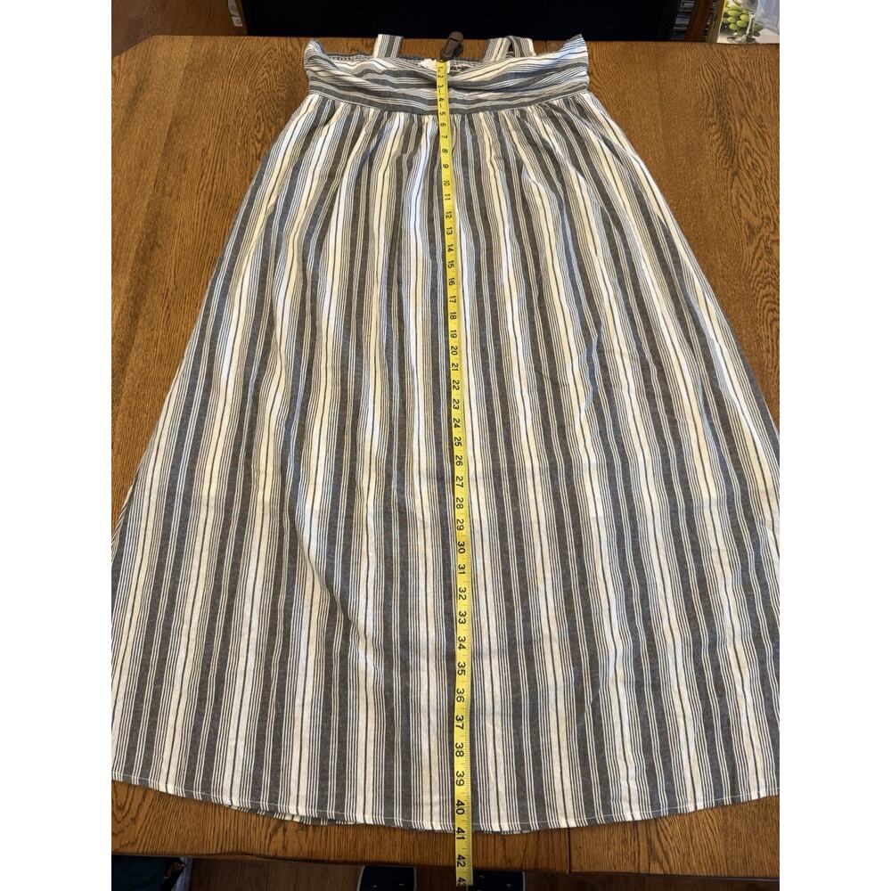 Andree by Unit Maxi Dress Striped Gray White Strappy Sleeveless Long L Women
